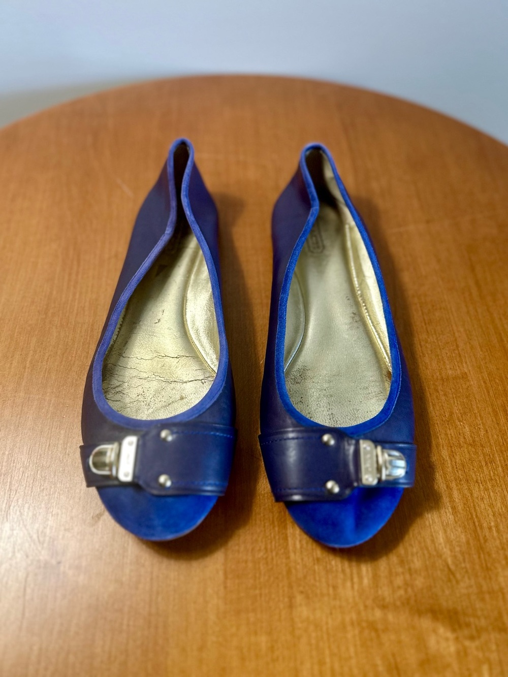Coach Women’s Blue Ballet Flats with Buckle Accent 7.5